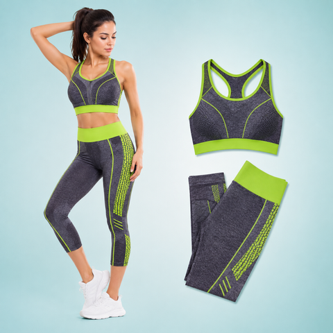 Костюм для фітнесу та йоги жіночий (топ + легінси) Slimming Effect, дихаючий комплект для тренувань INS-078 фото