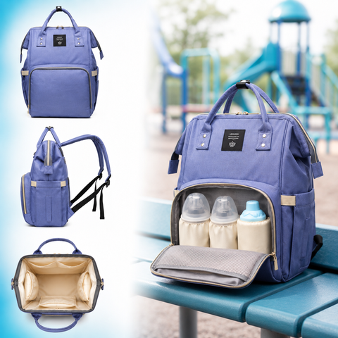 Рюкзак для мами BabyCare з органайзером для дитячих речей, синій INS-201 фото