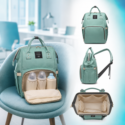 Рюкзак для мами BabyCare з органайзером та кишенею для пляшечок, мʼятного кольору INS-204 фото